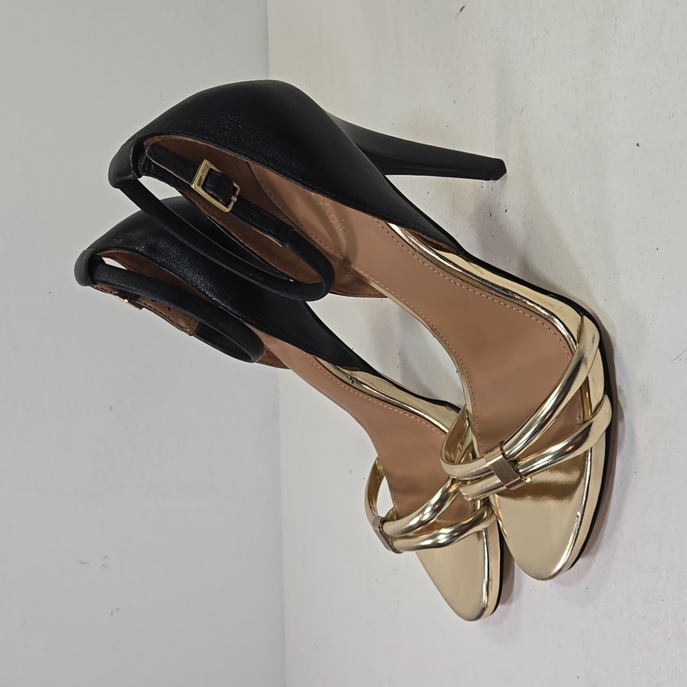 Calvin Klein Black and Gold High Heel Sandals - Picture 3 of 12